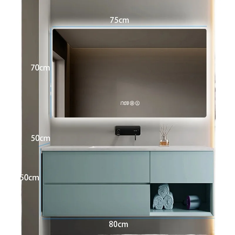 *Smart mirror cabinet, bathroom cabinet combination, Knaili integrated basin, modern simple oak washstand
