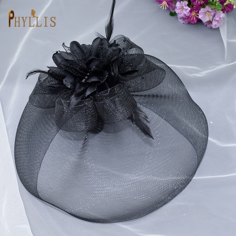 JM02 White Black Bridal Fascinator Birdcage Veil Wedding Hat Short Bride Face Veil Charming Evening Blusher Veil Bridal Headwear