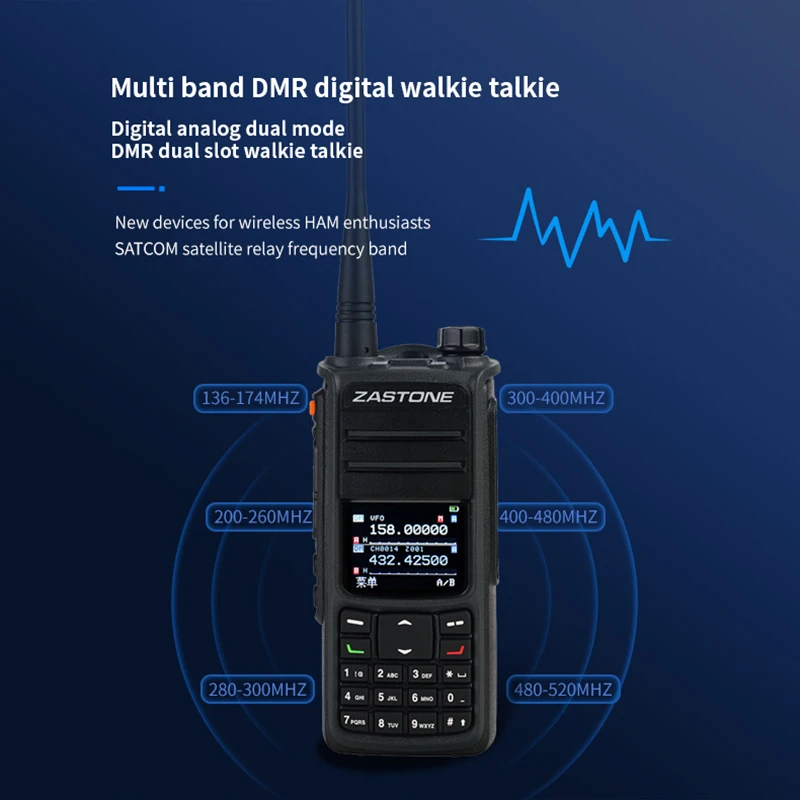2PCS ZASTONE UV008 DMR Walkie Talkie Digita Two Way Radio Dual band 10W Dual time slot Walkie-talkie 136-174MHZ 350-480MHZ 3