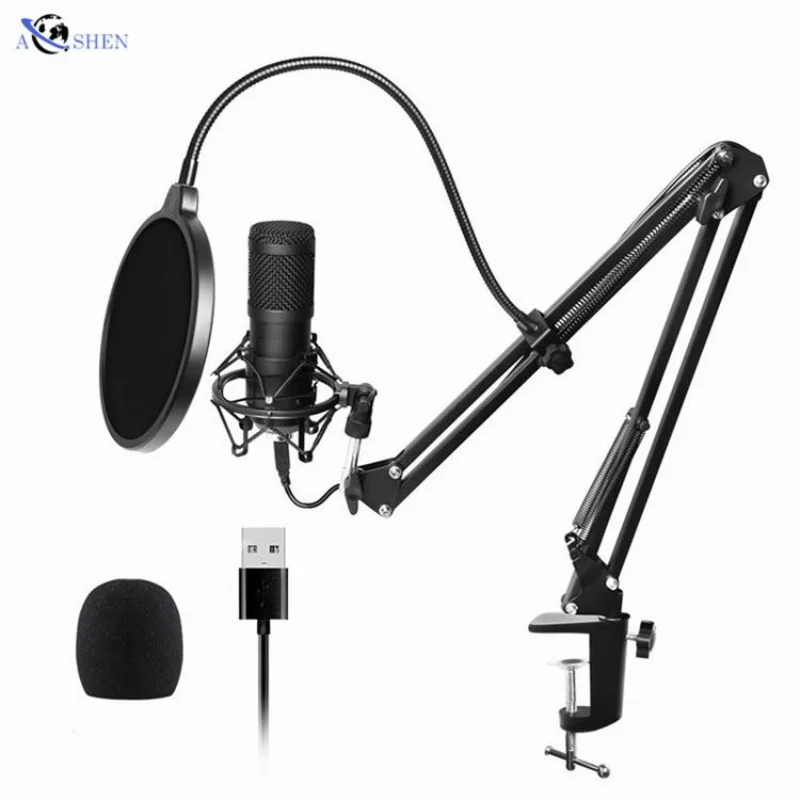 

Professional BM800 MIC Kit Studio Cardioid Condenser Microphone with Arm Stand Sound Livestream Recording Broadcasting Singing