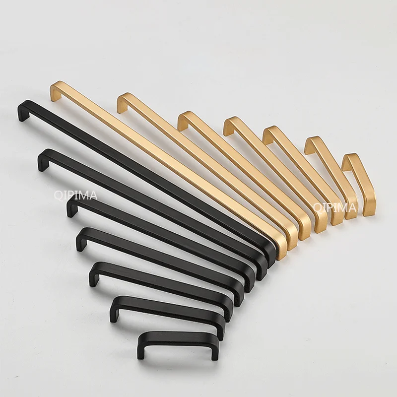 Furniture Handles 64/96/128/160/192mm Aluminum Space Kitchen Door Cabinet Straight Handle Pull Knobs Hardware