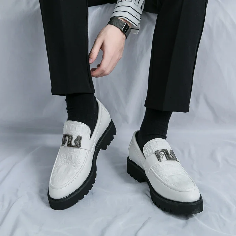 S19b2d6bc411b49df8e78794b921e7115T Stylish VIPOL White Loafers for Men Slip-On Dress Shoes for Parties