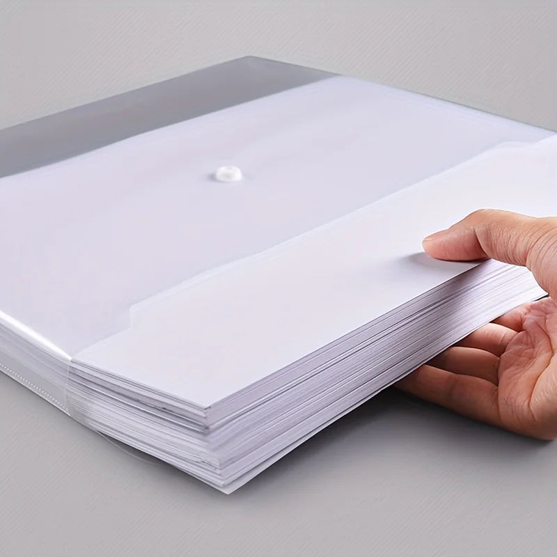 10pcs A4 Transparent Plastic File Folders Waterproof PP Document Storage Bags for Student Test Papers & Office Organization