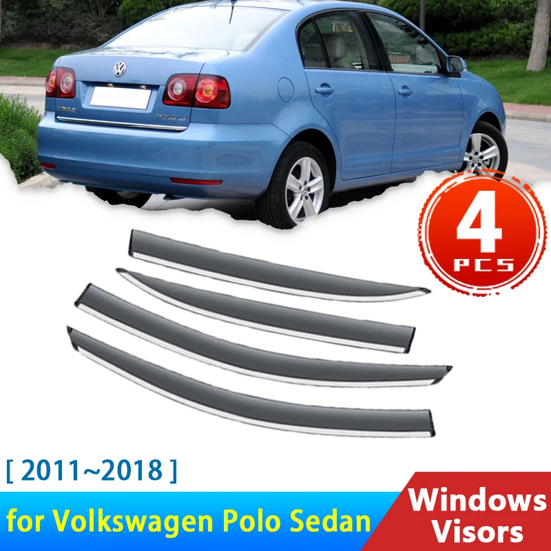 Deflectores para Volkswagen VW Polo Sedan A05 Vento ~ accesorios visera para ventana lateral de coche protectores de cejas para lluvia 2014 2015 - AliExpress