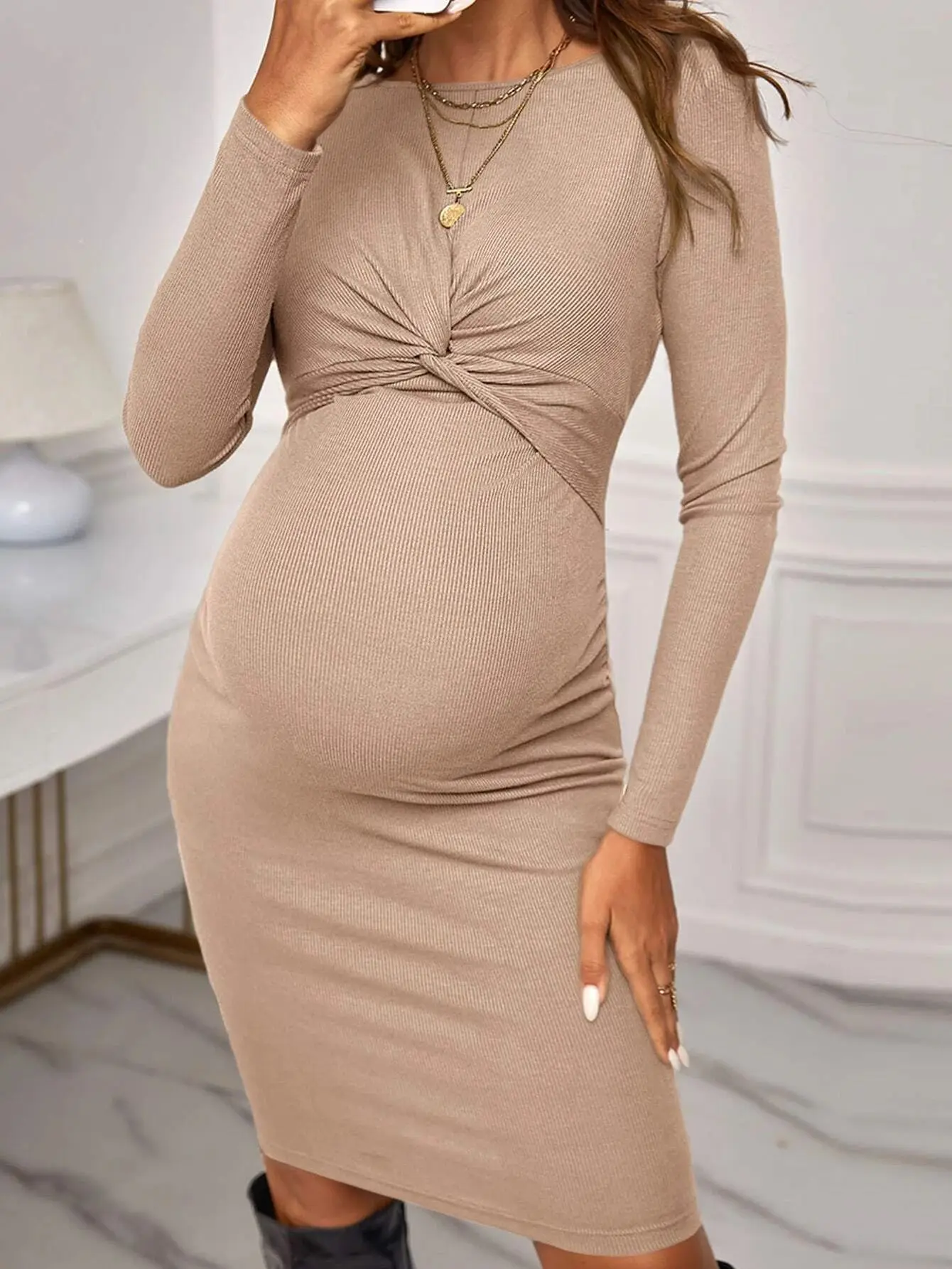 Knit Maternity Dress For Pregnant Long Sleeve Women's Autumn Winter Dress  Solid Color Casual Pregnancy Clothes Maternal Clothing - AliExpress 1501