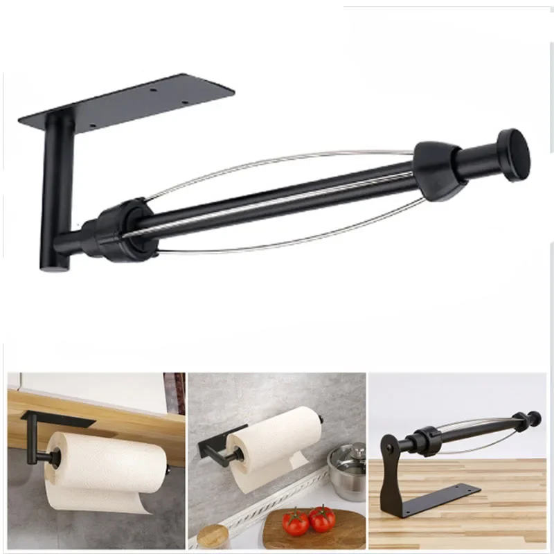 Description Picture 2 of itemStainless Steel Paper Towel Holder Punch-free Bathroom Toilet Paper Holder Storage Rack Kitchen Organizer Adhesive Wall Mount