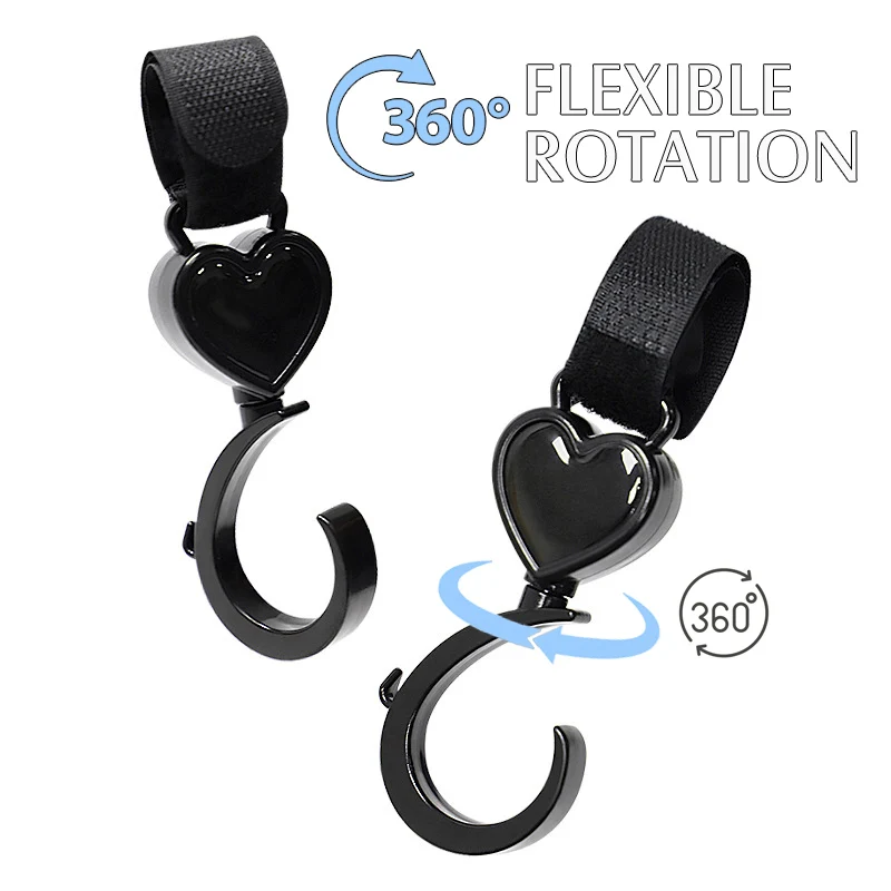 

2 PCS Cartoon Stroller Accessories Degree Large Hook Umbrella Car Hook and Loop Stroller Hook