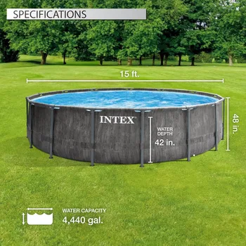Greywood Prism Frame Round Above Ground Outdoor Swimming Pool 1