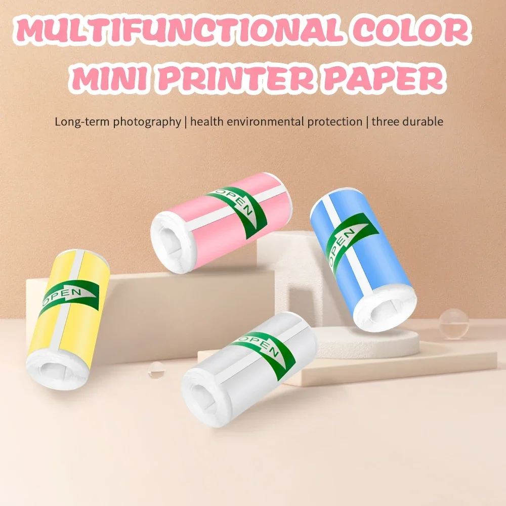 Description Picture 3 of item8Rolls Color Sticker Thermal Printer Rolling Paper Camera Refill For Photo Journal Notes Memo For Contract Meeting Minutes