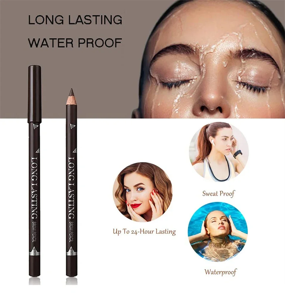 24HR Wear Smudge Waterproof Eyebrow Pencil Makeup Easy Color Natural Black Brown Eye Brow Pen Beginner Practice Cosmetic Tools 6