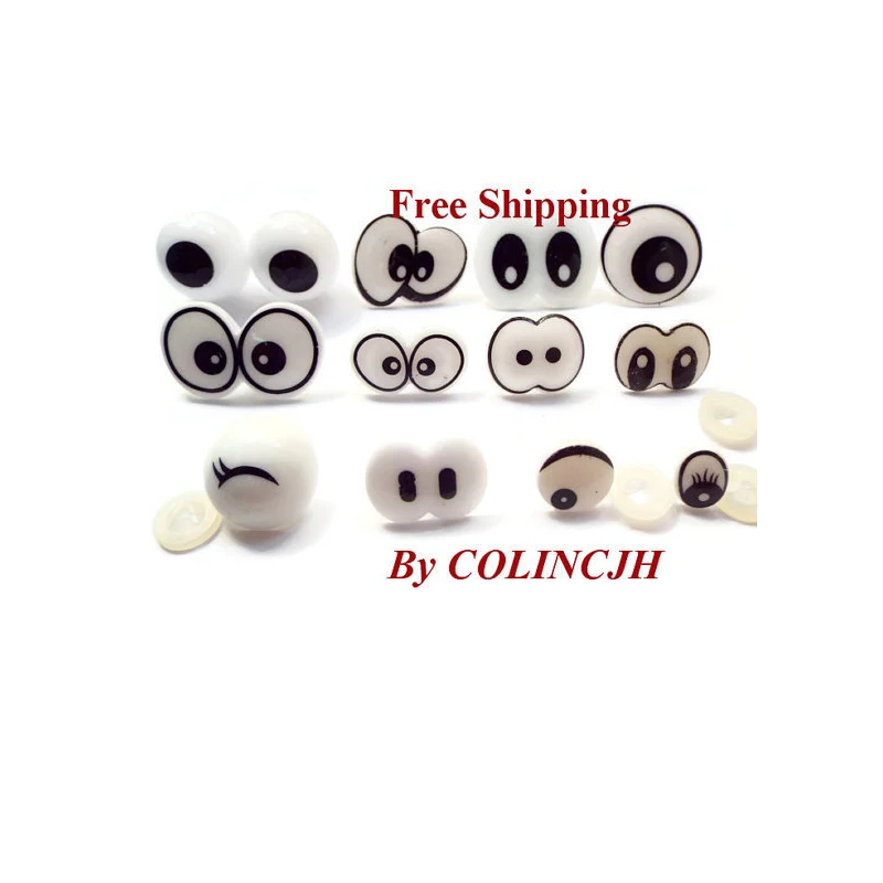 100pairs/Lot Mix Cartoon Plastic Animal Eyes Free Ship