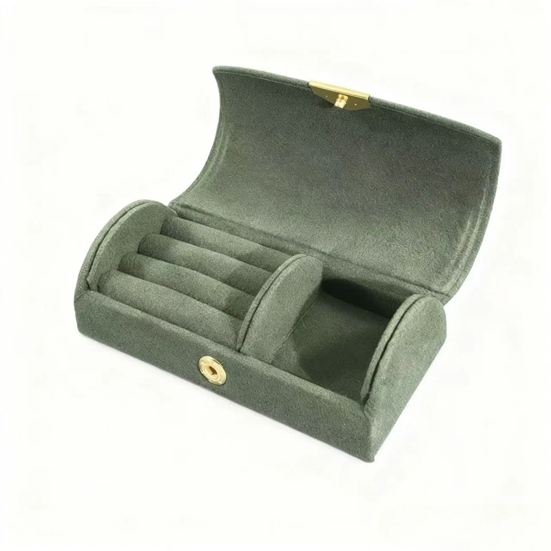 Compact Velvet Jewelry Case -Oxidation-Proof Travel Organizer with Adjustable Partitions,Luxury Portable Box for Business Trips