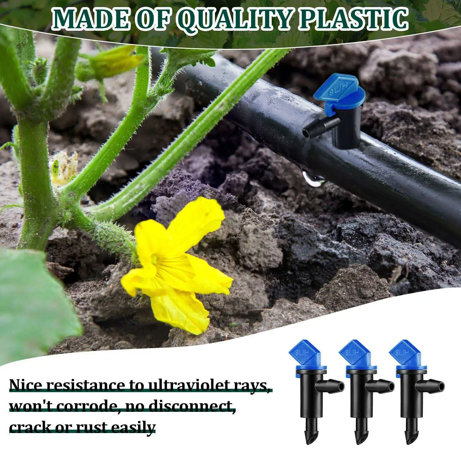 60 Pieces Irrigation Drip Emitter Garden Flag Irrigation Dripper Trees and Shrubs (Blue Black 2GPH) 6