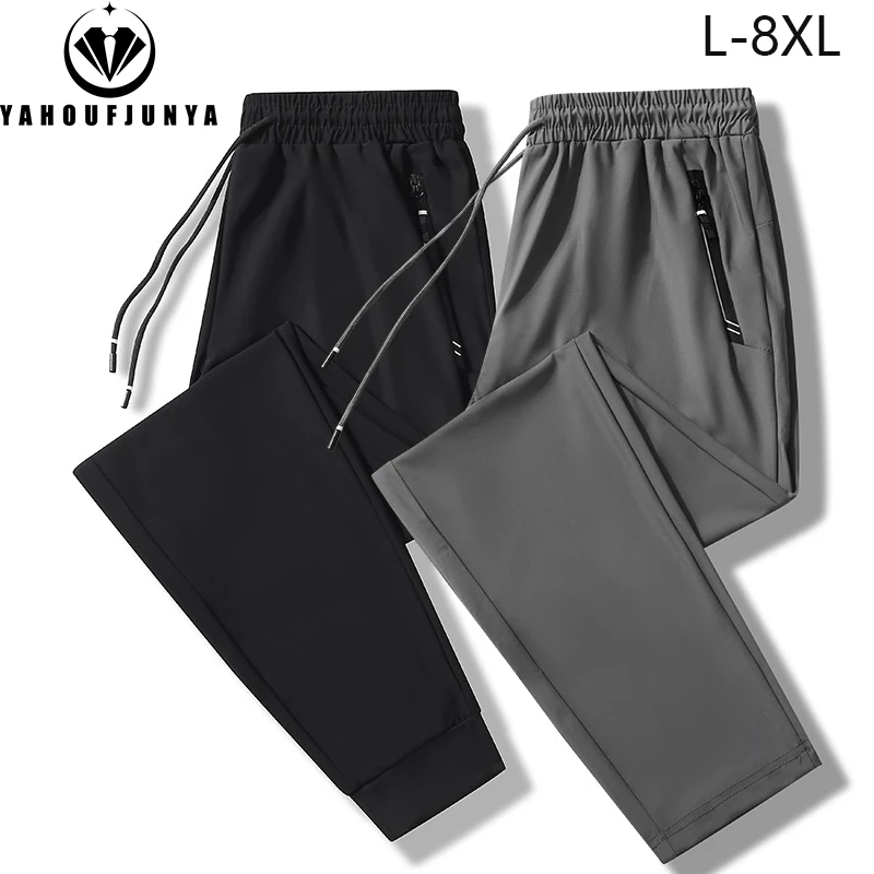 

Men Summer Joggers Fitness Casual Quick Dry Sweatpants Men Breathable Lightweight Tie Feet Elasticity Trousers Pants Male 8XL