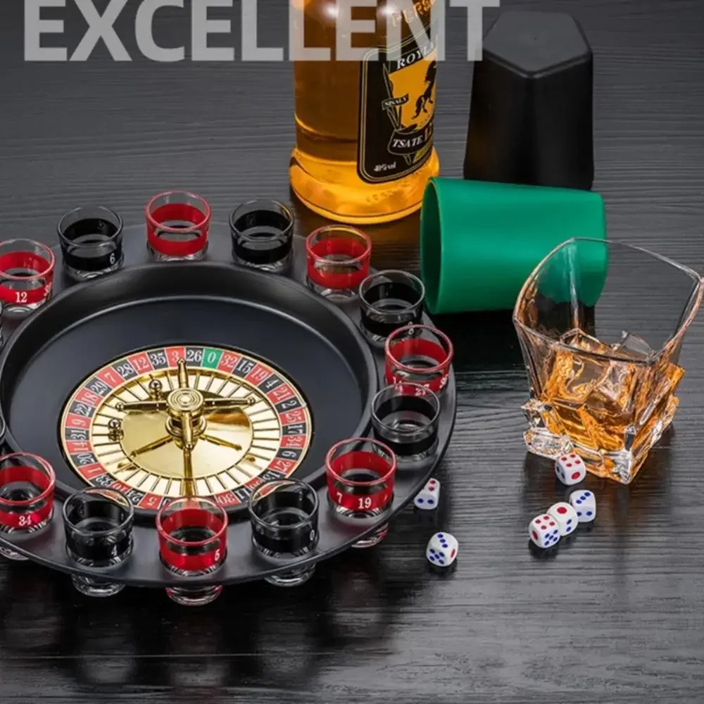 Bar Funny Tools Russia Turntable Shot Glass Russian Drinking Roulette Game Set 16 Shots