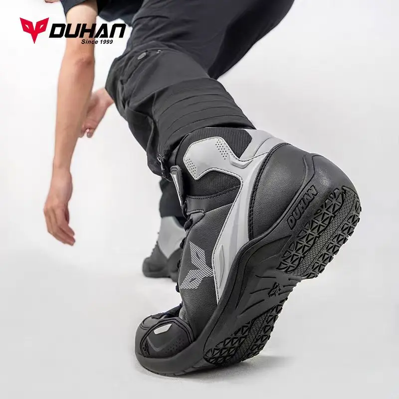 Men DUHAN Motocross Motorcycle Riding Boots Motorbike Anti Wrestling Shoes Knight Racing Protective Boot TPU Protect Four Season