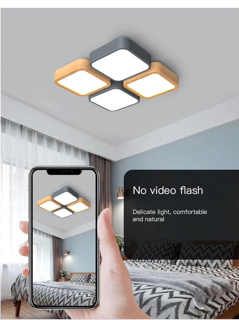 crystal ceiling lights Modern Nordic Style LED Chandelier Wood LED Ceiling Lamp For Living Room Bedroom Dining Room Kitchen Square Remote Control Light candle chandelier