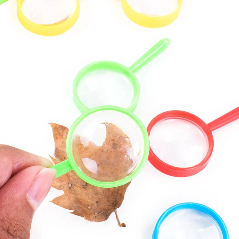 5/10pcs Mini 2" Magnifying Glasses Plastic Pocket Children Detective Explorer Crafts Colorful Party Favors Toys Gifts for Kids 5