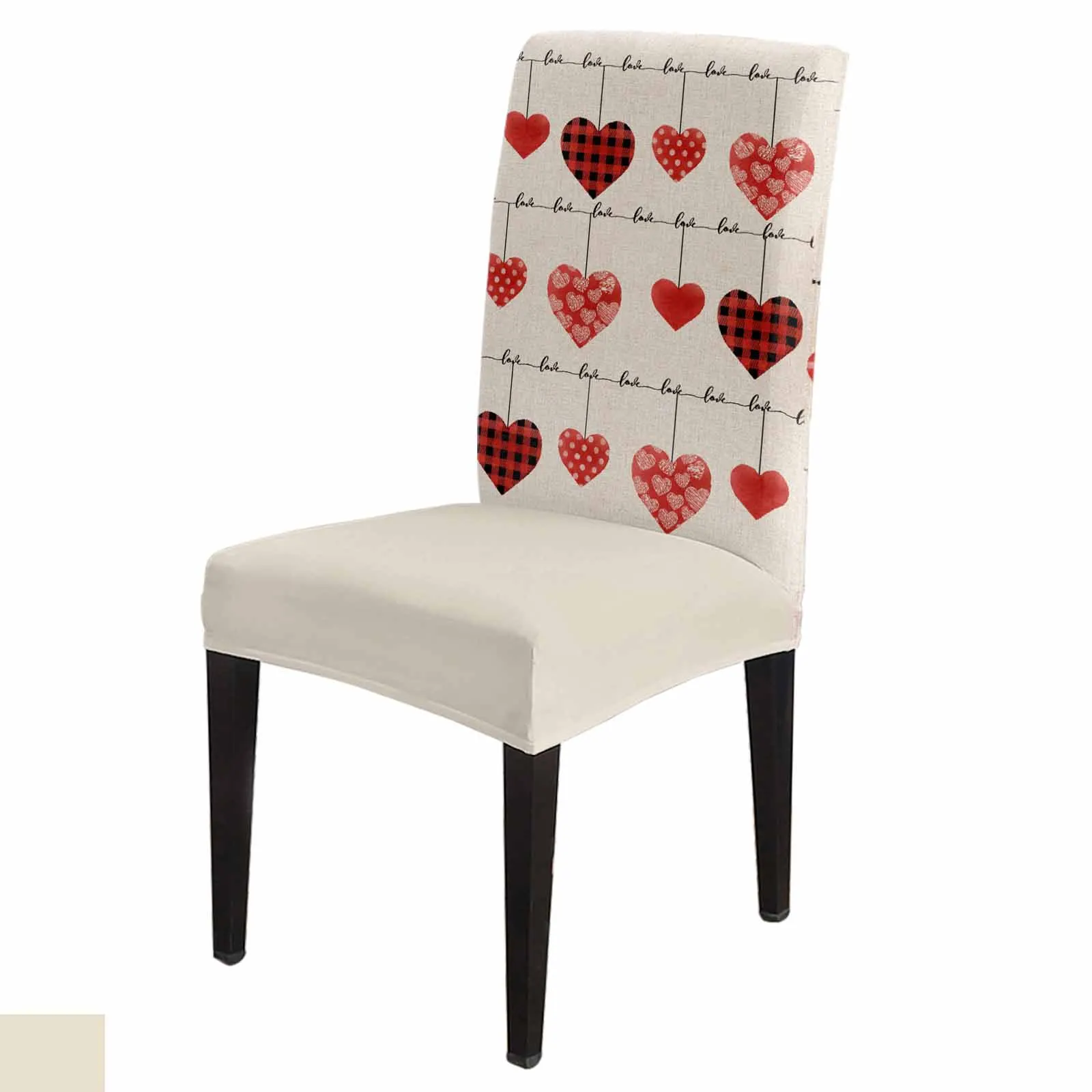 

Valentine'S Day Hearts Watercolor Stretch Chair Cover for Dining Room Banquet Hotel Elastic Spandex Seat Chair Covers
