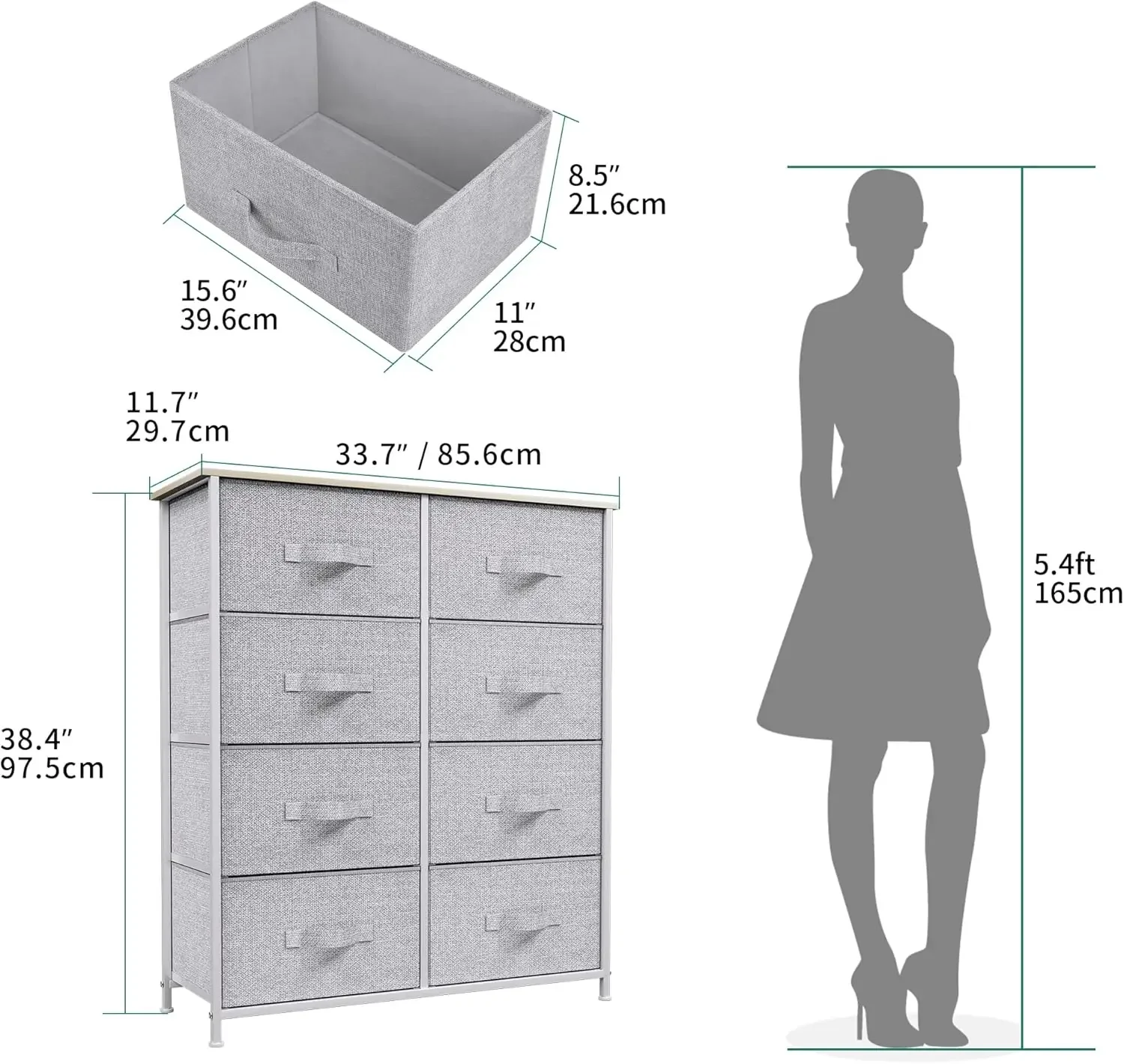 8 Drawers Dresser - Fabric Storage Tower, Organizer Unit for Bedroom, Living Room & Closets - Sturdy Steel Frame 3