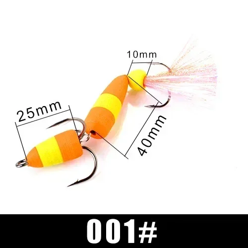 New polychrome Size Foam bait Bass Lure 4.5g Soft Fishing Luya Bait Density Foam Swim Baits with 2 Treble Hooks 5