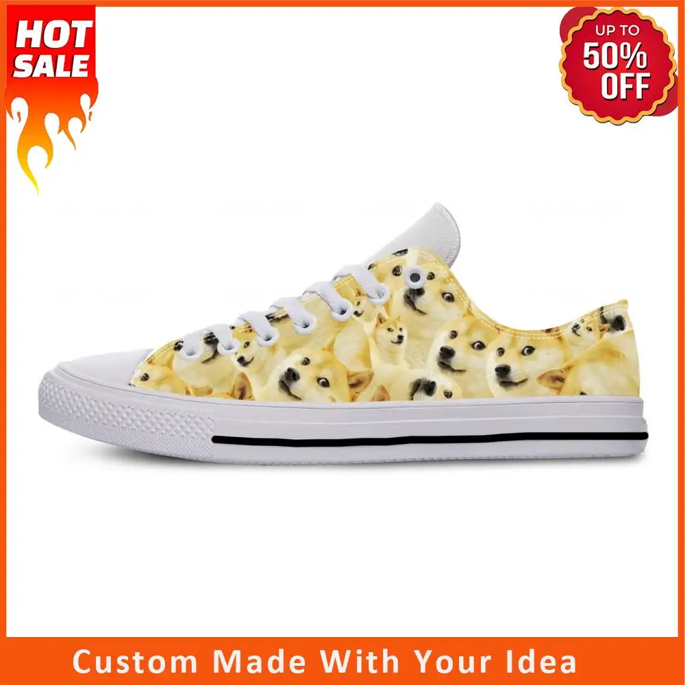 

Animal Shiba Inu Dog Doge Meme Anime Cartoon Funny Casual Cloth Shoes Low Top Lightweight Breathable 3D Print Men Women Sneakers