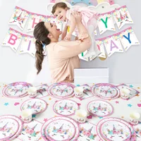 Unicorn Party Decoration Disposable Tableware Unicorn Birthday Party Decorations Kids Baby Shower Girl Birthday Party Supplies 6