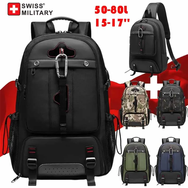 SWISSMILITARYTravelBackpackMenExpandableUSBBusinessBag