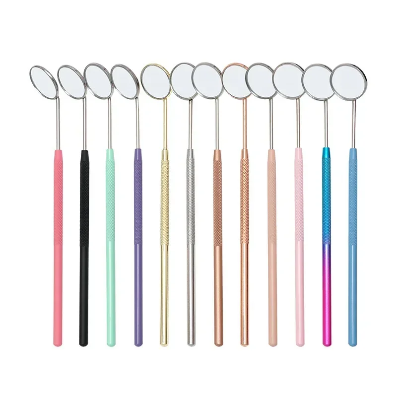 1pcs 다기능 검사용 스테인레스 스틸 속눈썹 연장 거울 긴 손잡이 확대 속눈썹 거울 미용 메이크업 용품