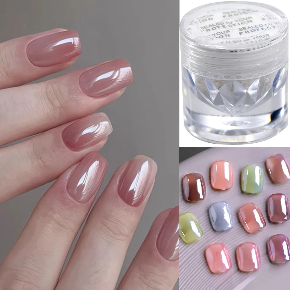1 Jar Plating Aurora Glitter for Nail Decoration Moon Light Pearls Effect Nail Powder Rubbing on Chrome Dust Powder Pigment