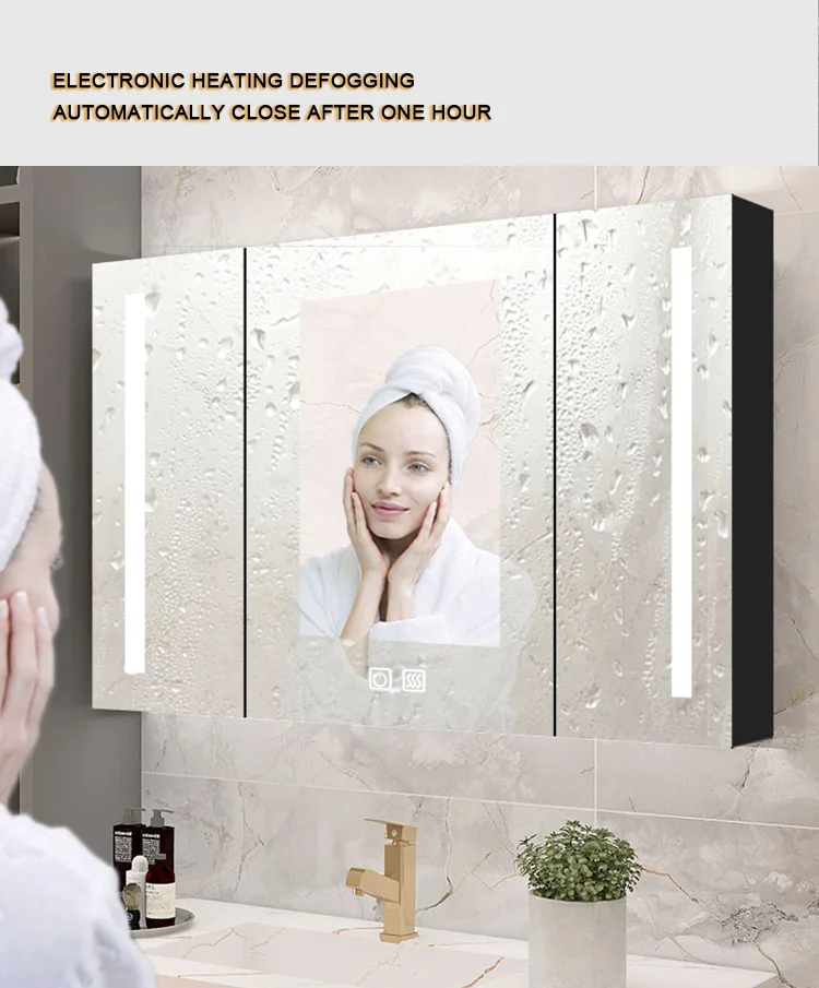 Modern Bathroom Cabinet Mirror Aluminum Light Up Mirror Make Up LED Bathroom Vanities