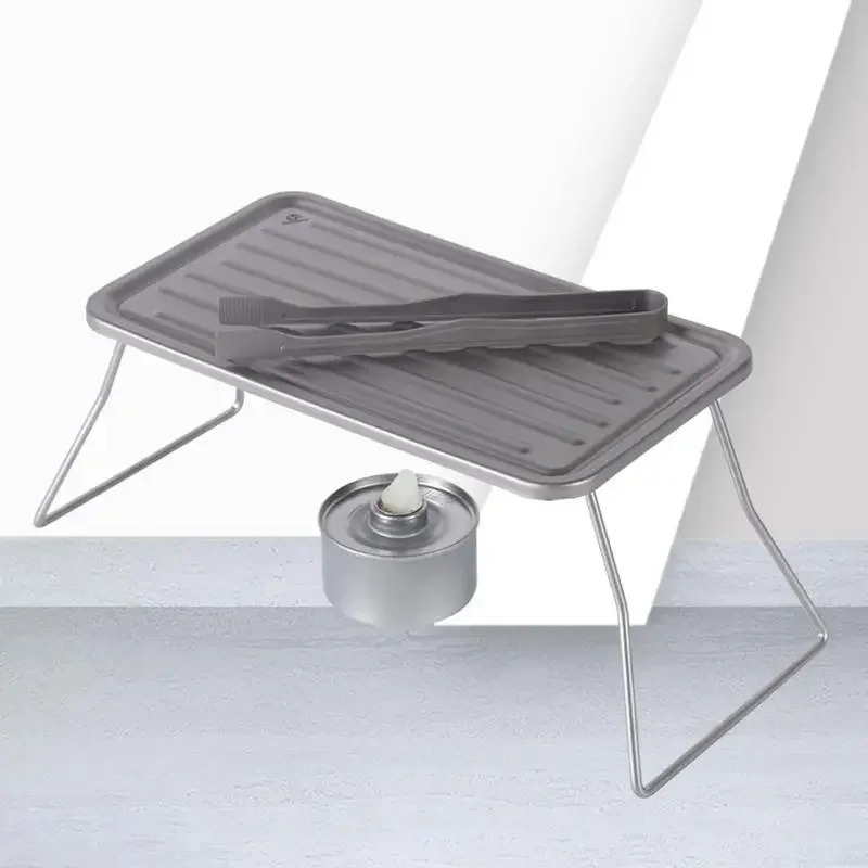 Portable Grill Table Plate Food Prep Table Grill Plate BBQ Folding Barbecue Titanium Outdoor Cookware