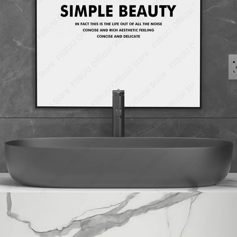 Ceramic Porcelain Table Sink Countertop Wash Basin Bathroom Vessel Sink Lavatory Above Counter Vanity Sink Balcony Table Basin 4