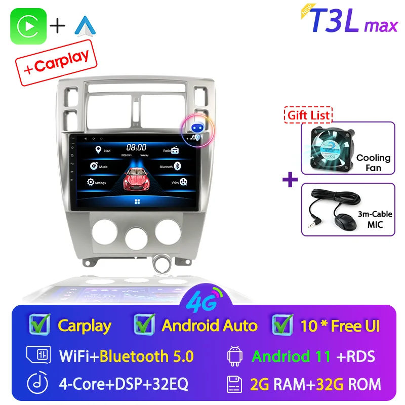 car stereo cd player Android 11 Car Radio for Hyundai Tucson 2004-2013 Multimedia Video Player Navigation 2 Din DVD Head Unit Stereo Carplay Speakers portable video player for car Car Multimedia Players