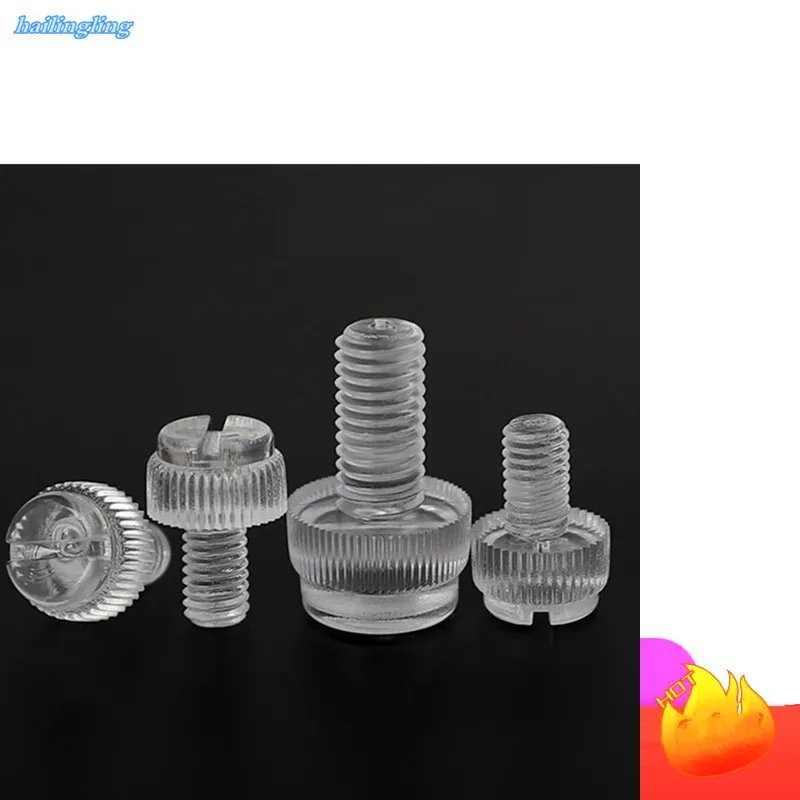 10-50 Pz Acrilico Trasparente Pc Scanalato A Mano Intrecciato Vite In Nylon Zigrinato Vite In Plastica M3 M4 M6 M8 Drop Shipping