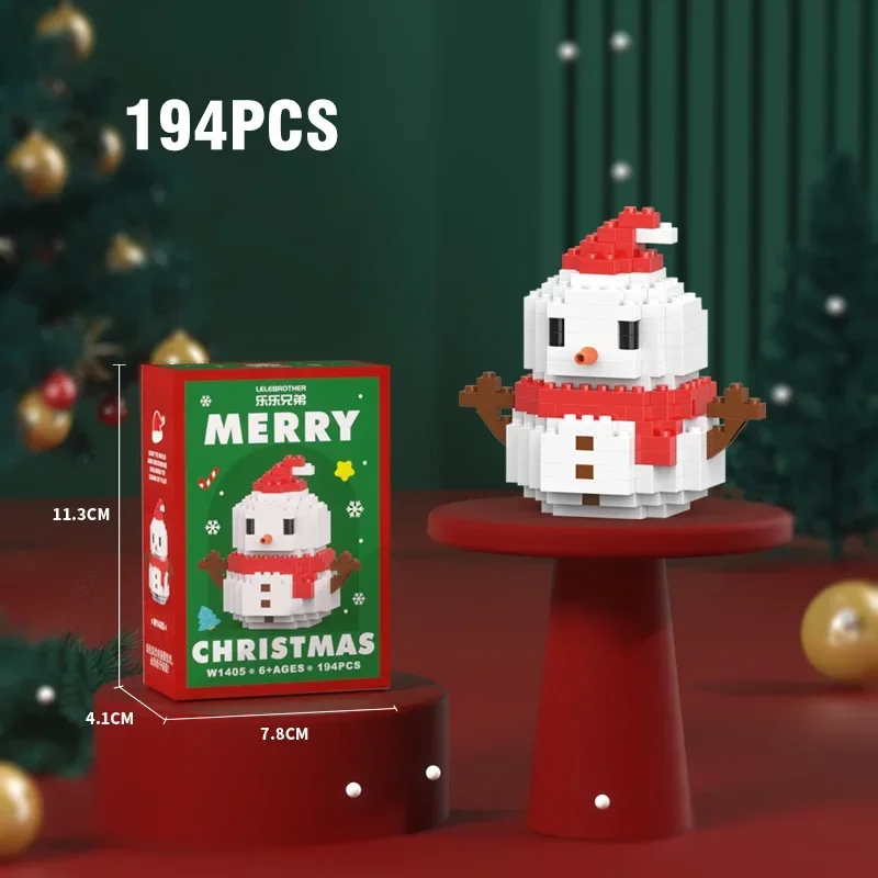 Christmas Gifts Micro Building Block Series Santa Claus Reindeer Puzzle Assembling Bricks Table Decoration Toys Children Kids 6
