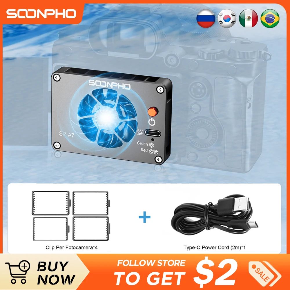 

Soonpho Camera Cooler Live Broadcast Camera Cooling Fan SP-A7 Radiator 4K Recording Kit Heat Sink for ZVE1 A7M4 A7C ZVE10 R7 XT4