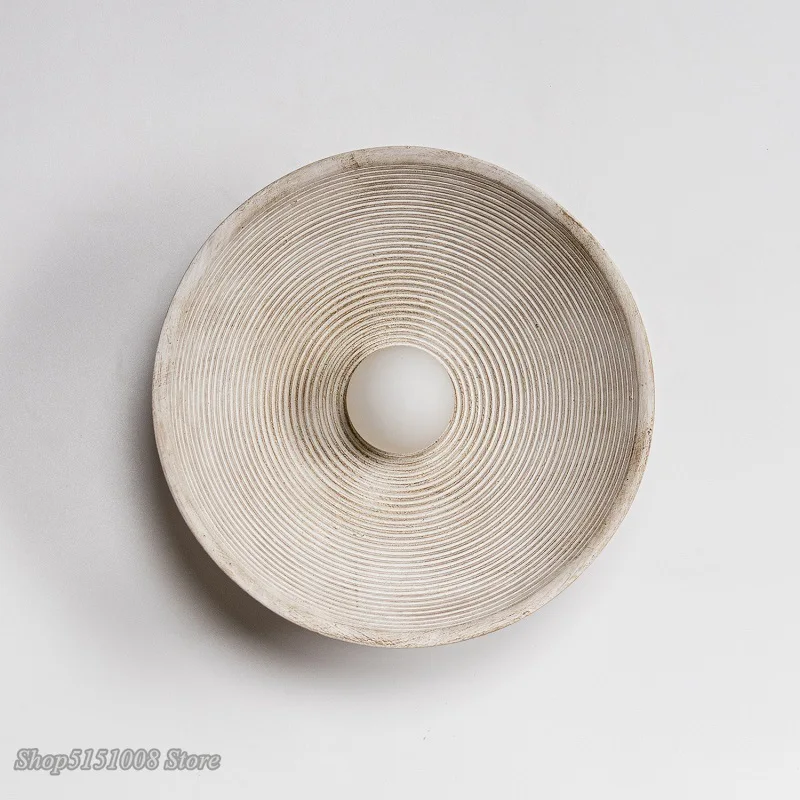 Retro Japanese Style Circle Wall Lamp Bedroom Bedside Sconces LivingRoom Dining Room Aisle Decor Design Indoor Lighting Fixture