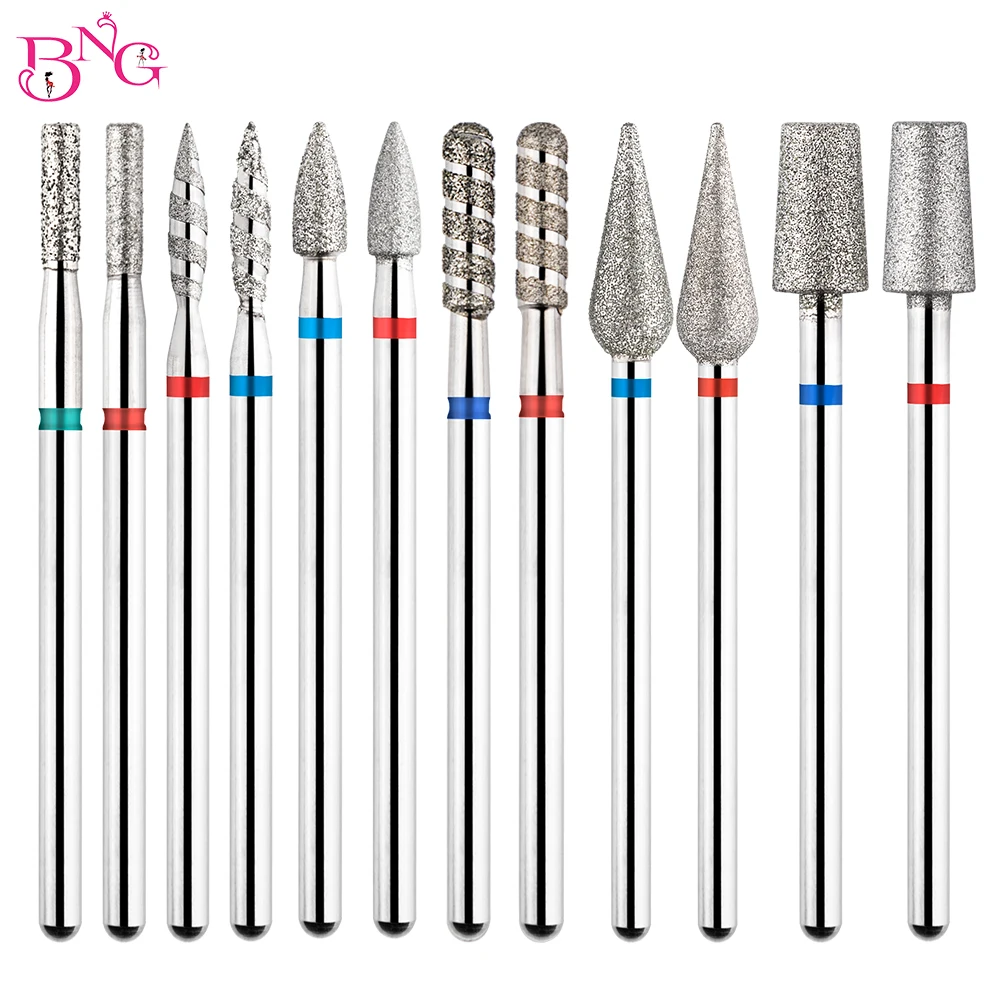 BNG Diamond Nail Drill Bits Milling Cutters For Manicure Russian Cuticle Bit Electric Pedicure Manicure Drill Nails Accessories