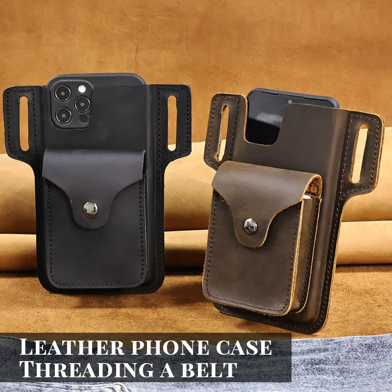 Elegant Genuine Leather Belt Holster and Waist Pack