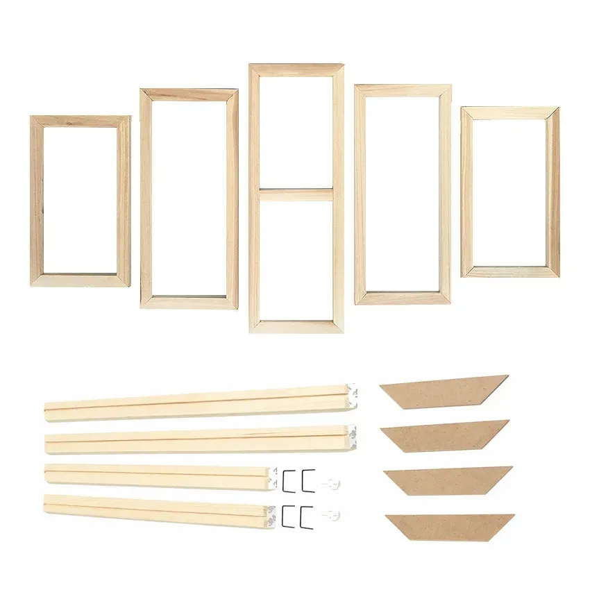 

5 Panel Wood Frame Set for Canvas Painting Custom Photo Poster 5 Pics Inner Wooden Frame Kit Assemble Diy Living Room Home Decor