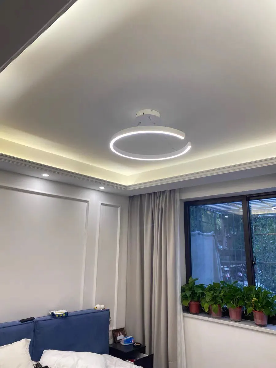 Sleek Minimalist Ring Chandelier - Aluminum Plated