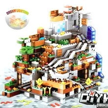 

My World Building Blocks Mountain Cave Village set with Figures dolls Module Bricks Compatible Minecraftingly 21137 Toys