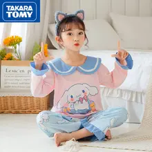 

TAKARA TOMY Spring and Autumn Cute Cartoon Hello Kitty Children's Long Sleeve Pajamas Four Seasons Homewear Set