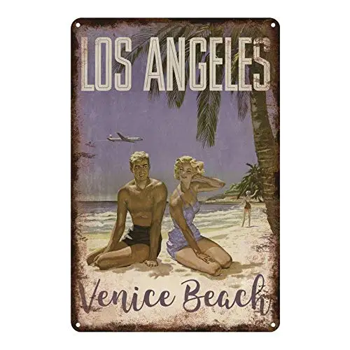 Retro Vintage Metal Sign Tin Sign City View Los Angeles Home Bar Club Pub Garden Wall Decor Signs 12X8Inch retro vintage metal sign tin sign america girl home bar club pub garden wall decor signs 12x8inch