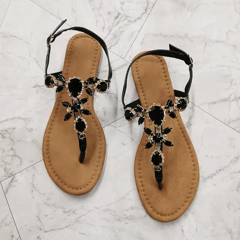 Women Sandals Women Shoes Summer Fashion Rhinestone Decoration Simple Comfortable Casual Buckle Sandalias De Mujer