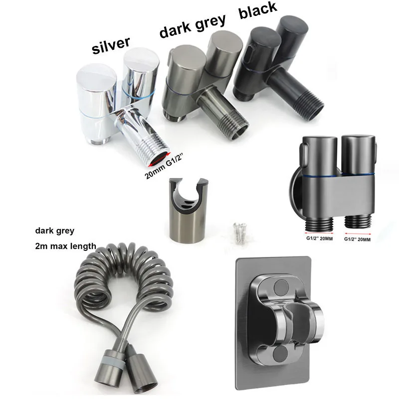 Description Picture 3 of item304 stainless Steel dark grey black silver Bidet Sprayer wash faucet Bathroom Toilet kit water shower Heads Handheld wc Clean R