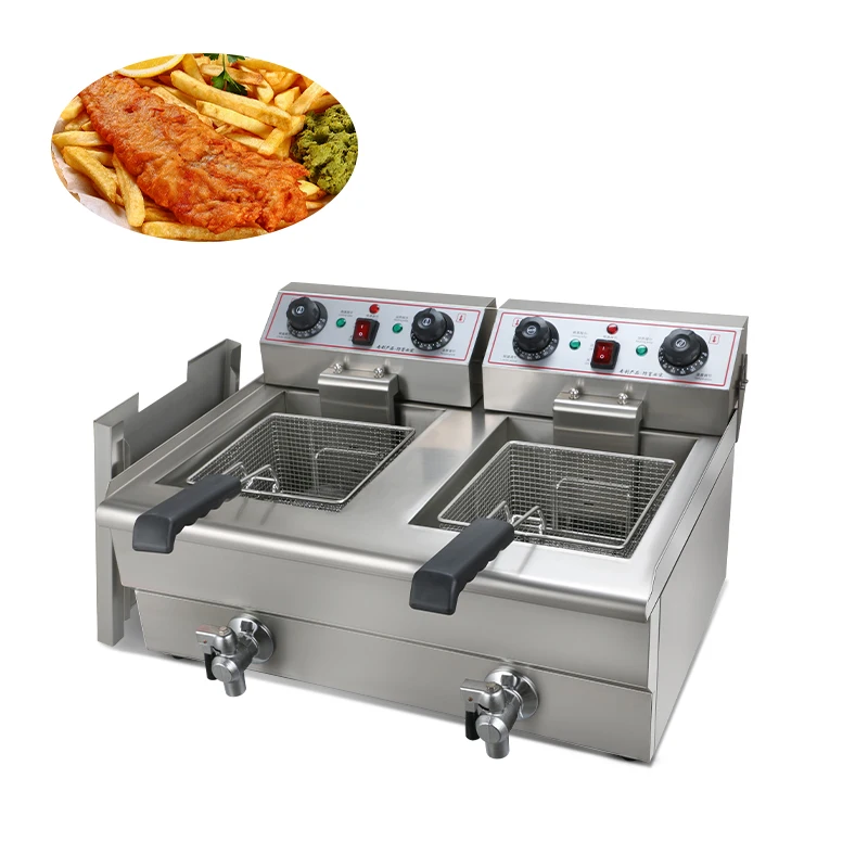 Professional CE Certificate Kitchen Equipment Electric Electric Industrial Deep Fryer with 2 Tank
