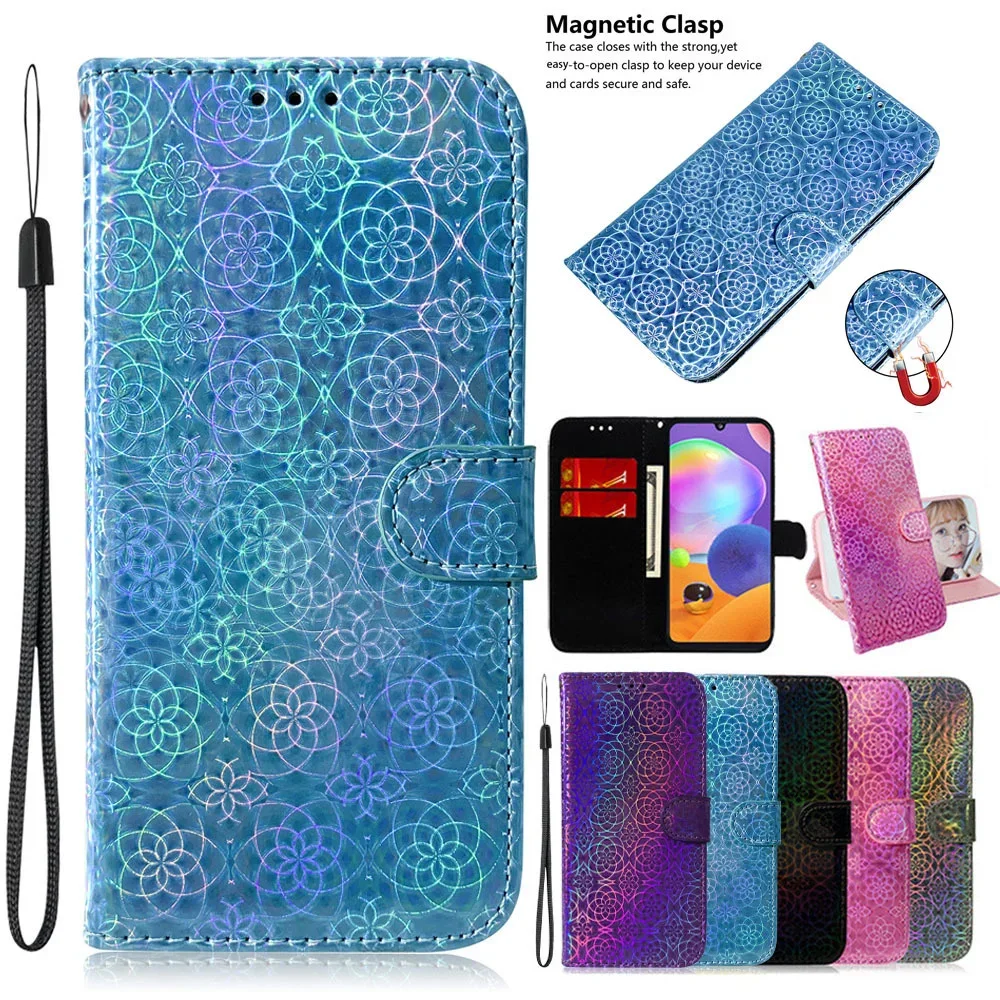 Custodia A Colori Sfumati Laser Per Samsung Galaxy Note 20 10 S10 Lite S20 S21 Fe S22 S23 Plus Ultra S8 S9 Flip Leather Book On Cover
