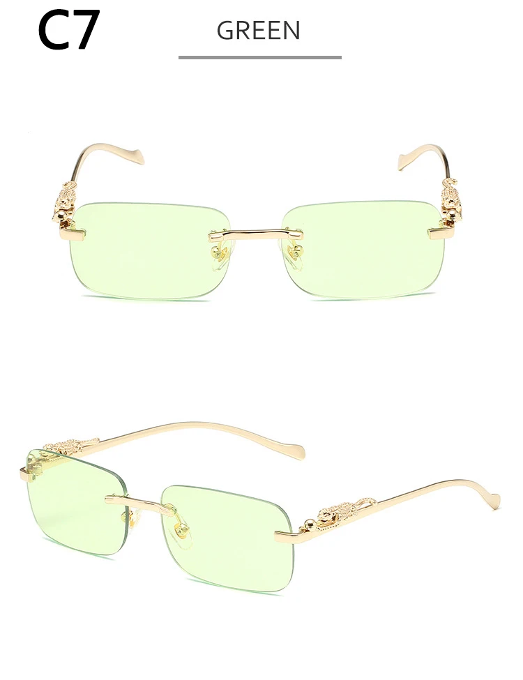 BOYSEEN Randlose Sonnenbrille UV400 Fashion Square Metall Brille Für Männer Frauen Designer Street Style Brillen – Detail 13